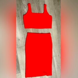 New House of Harlow 1960 Revolve 2PC Set: Red Body Contour Skirt & Top, XL 𝐍𝐖𝐓★